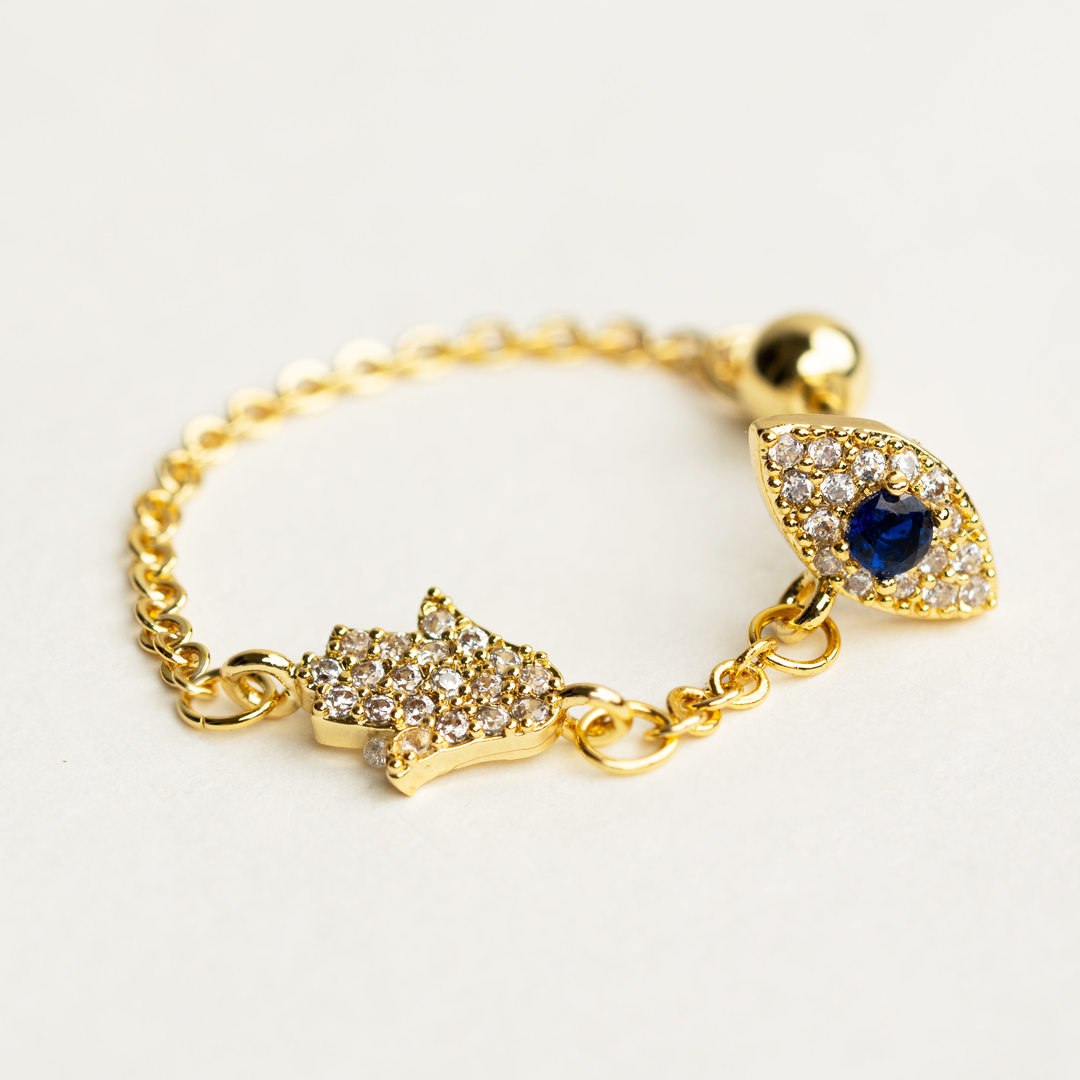 Evil Eye Chain Stud Earrings