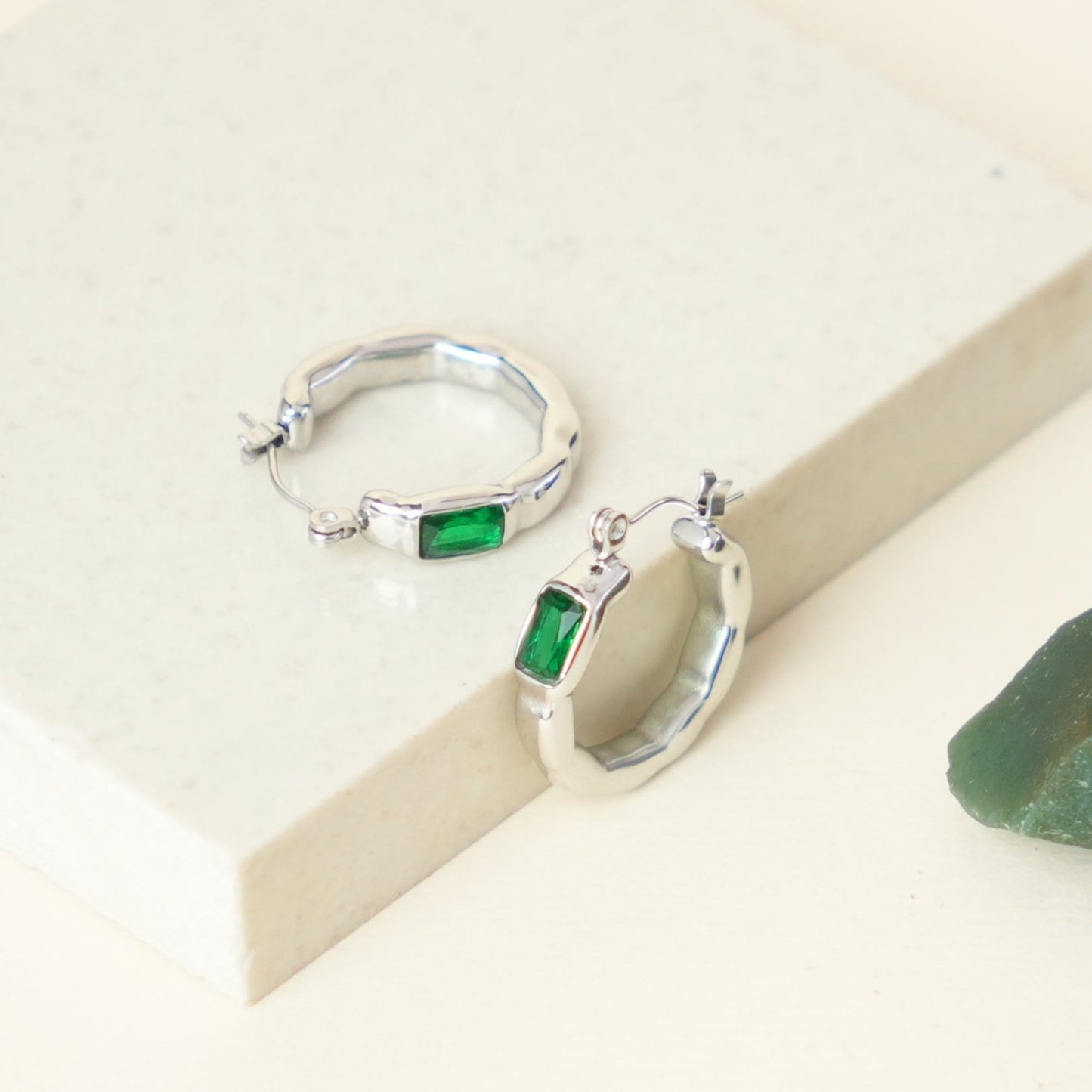 Emerald Envy Loop Hoops