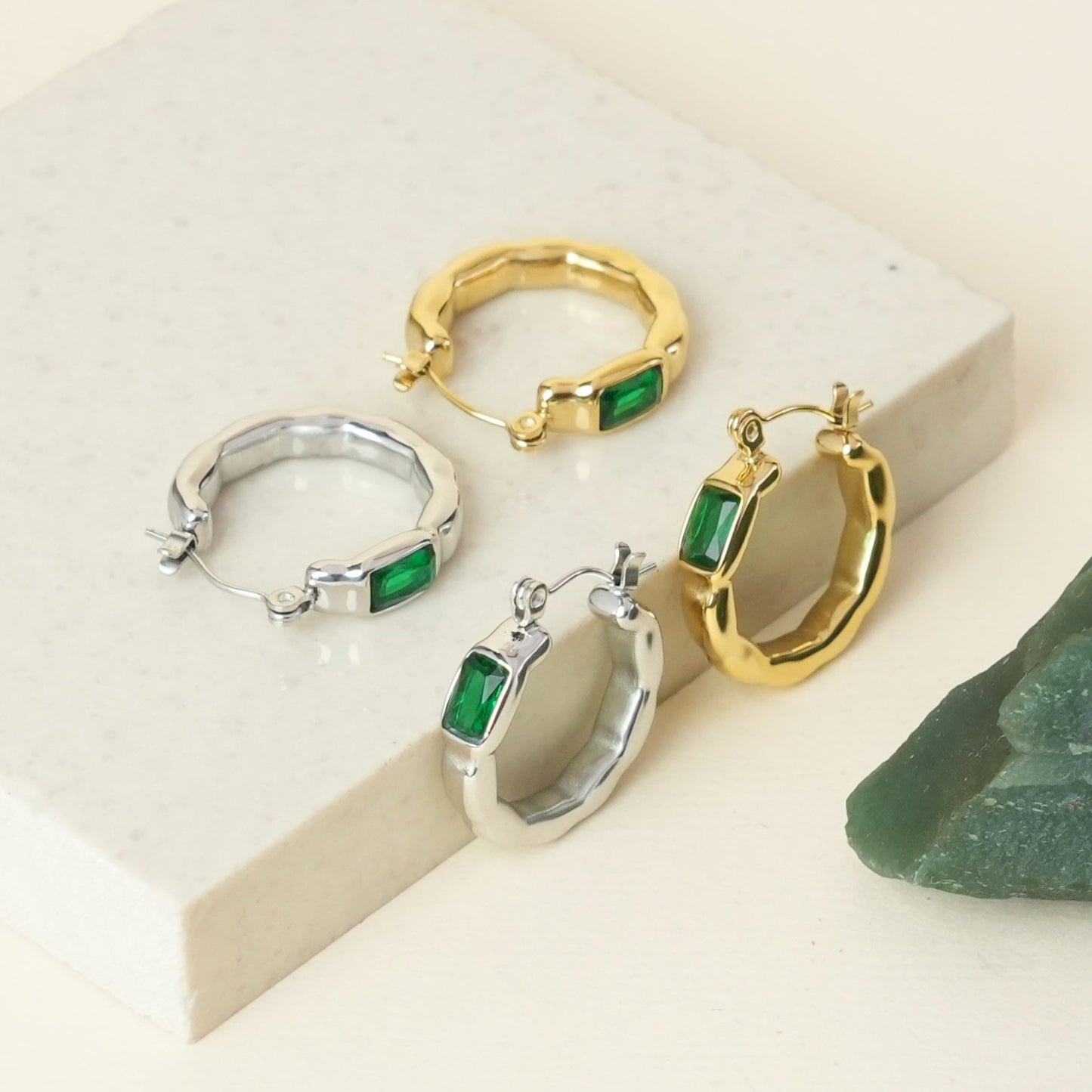 Emerald Envy Loop Hoops